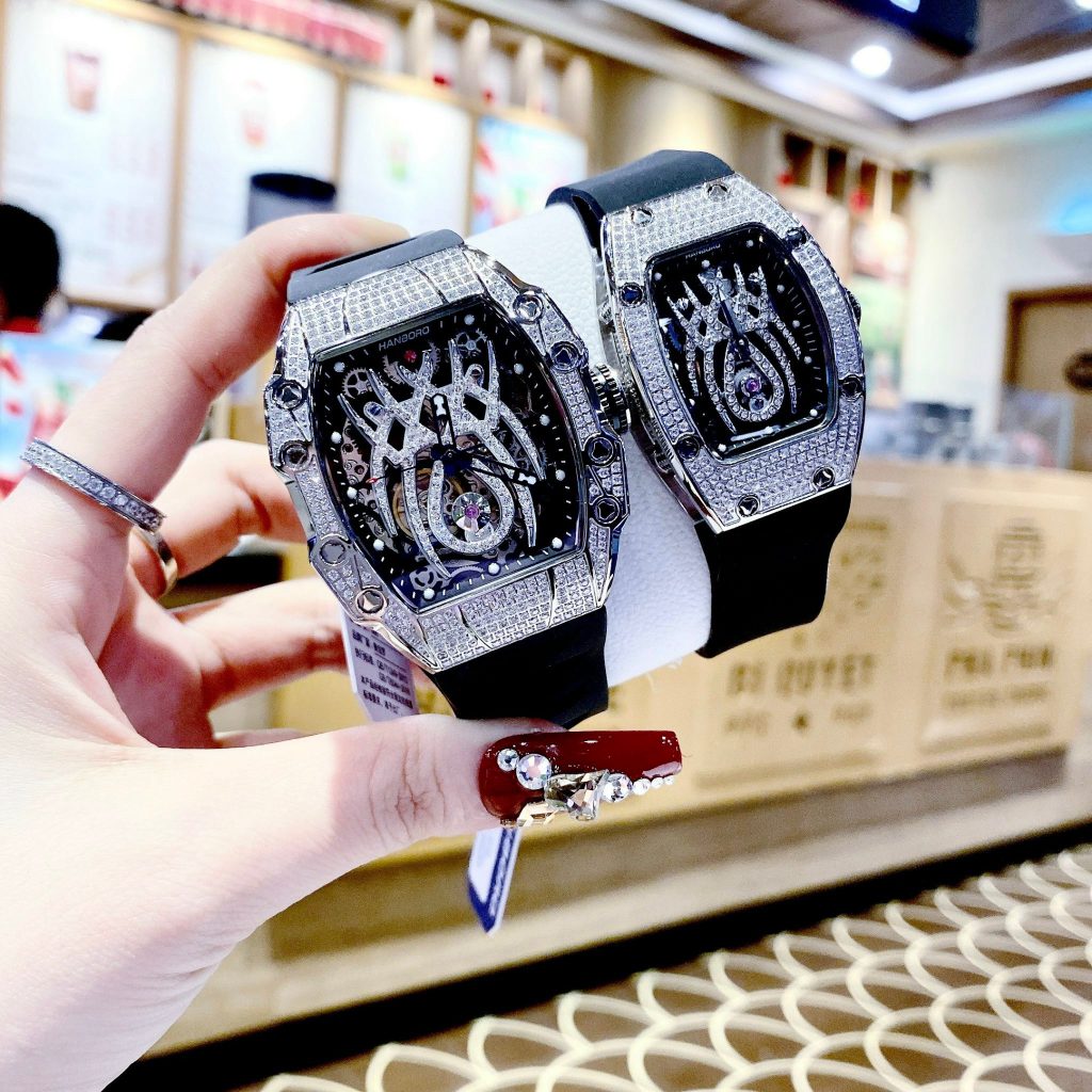 Đồng hồ đôi Hanboro By Huboler chính hãng đính đá 3644mm (2)