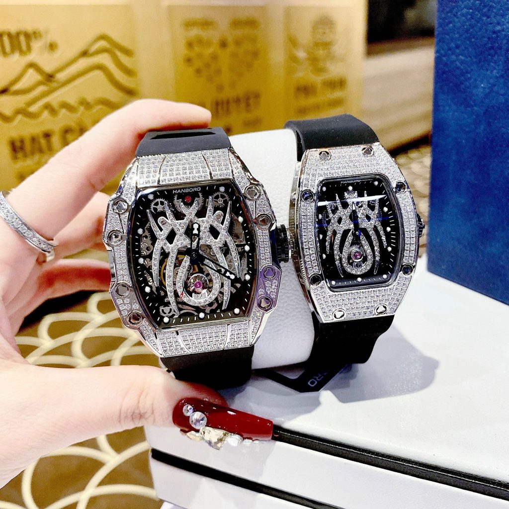 Đồng hồ đôi Hanboro By Huboler chính hãng đính đá 3644mm (2)