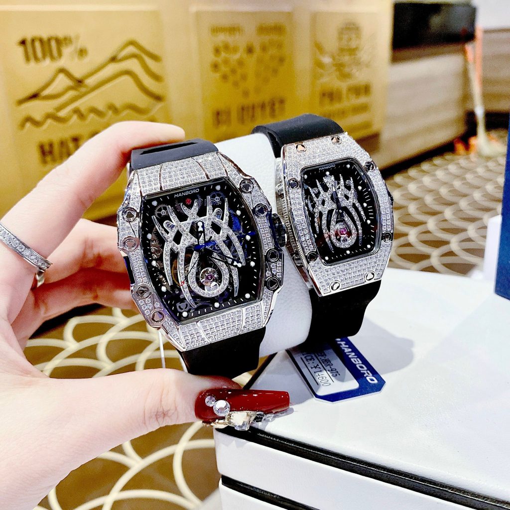 Đồng hồ đôi Hanboro By Huboler chính hãng đính đá 3644mm (2)