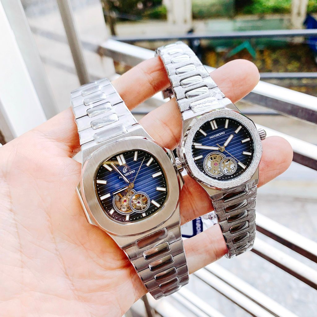 Đồng hồ đôi Hanboro chính hãng dây kim loại 3242mm (2)