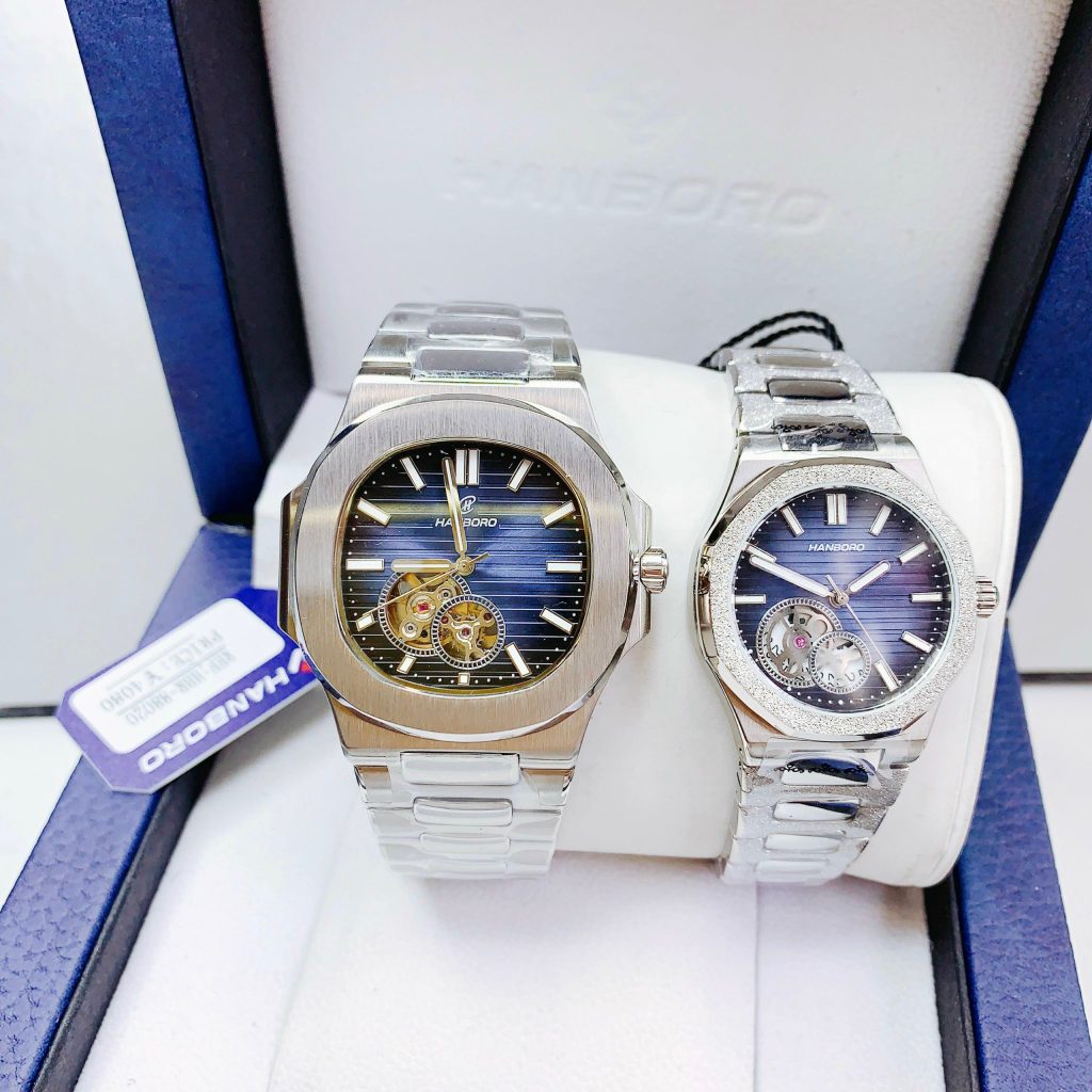 Đồng hồ đôi Hanboro chính hãng dây kim loại 3242mm (2)