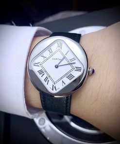 Đồng hồ nam Cartier Pebble Re-Edition dây da đen Super Fake 11 36mm (2)
