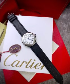 Đồng hồ nam Cartier Pebble Re-Edition dây da đen Super Fake 11 36mm (2)