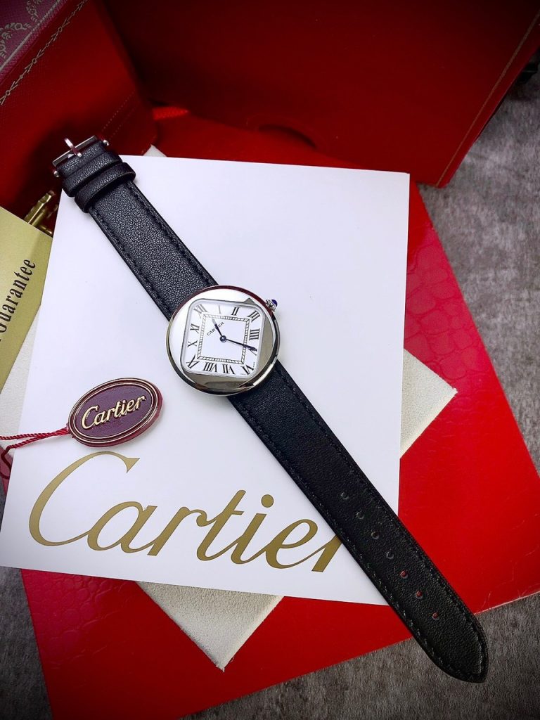 Đồng hồ nam Cartier Pebble Re-Edition dây da đen Super Fake 11 36mm (2)