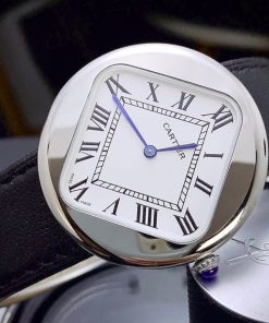Đồng hồ nam Cartier Pebble Re-Edition dây da đen Super Fake 11 36mm (2)