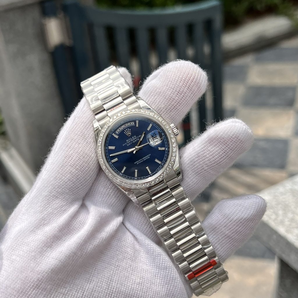 Đồng hồ nam Rolex Day-Date đính đá Replica 11 EW Factory 40mm (2)