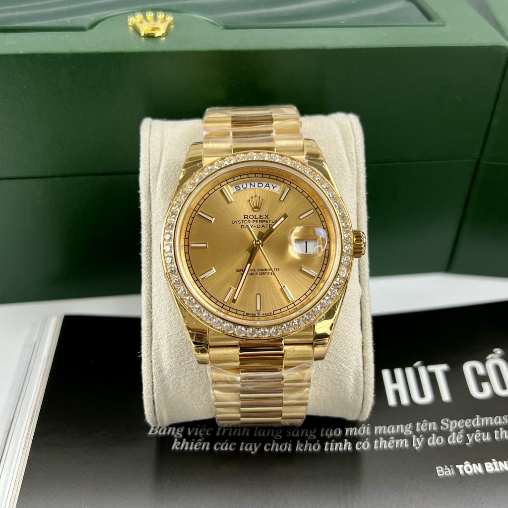 Đồng hồ nam Rolex Day-Date màu vàng Gold Replica 11 EW Factory 40mm (2)