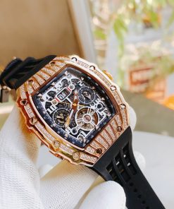 Đồng hồ nam chính hãng Hanboro By Huboler đính đá 40x48mm (2)