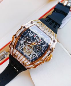 Đồng hồ nam chính hãng Hanboro By Huboler đính đá 40x48mm (2)