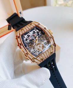 Đồng hồ nam chính hãng Hanboro By Huboler đính đá 40x48mm (2)