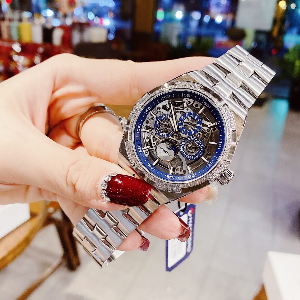 Đồng hồ nam chính hãng Hanboro đính đá Swarovski 42mm (2)