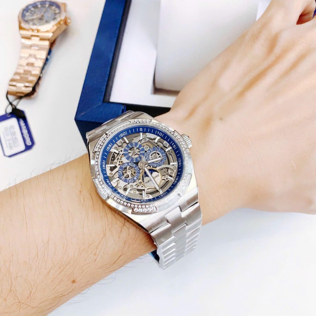 Đồng hồ nam chính hãng Hanboro đính đá Swarovski 42mm (2)
