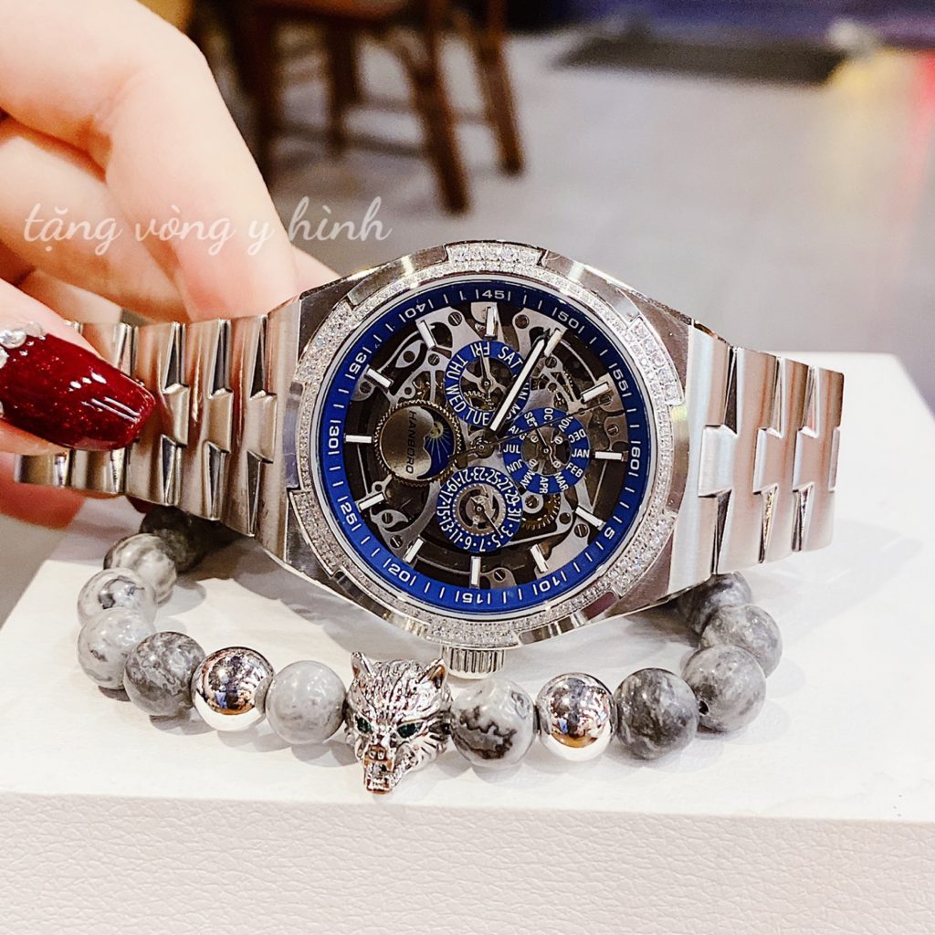 Đồng hồ nam chính hãng Hanboro đính đá Swarovski 42mm (2)