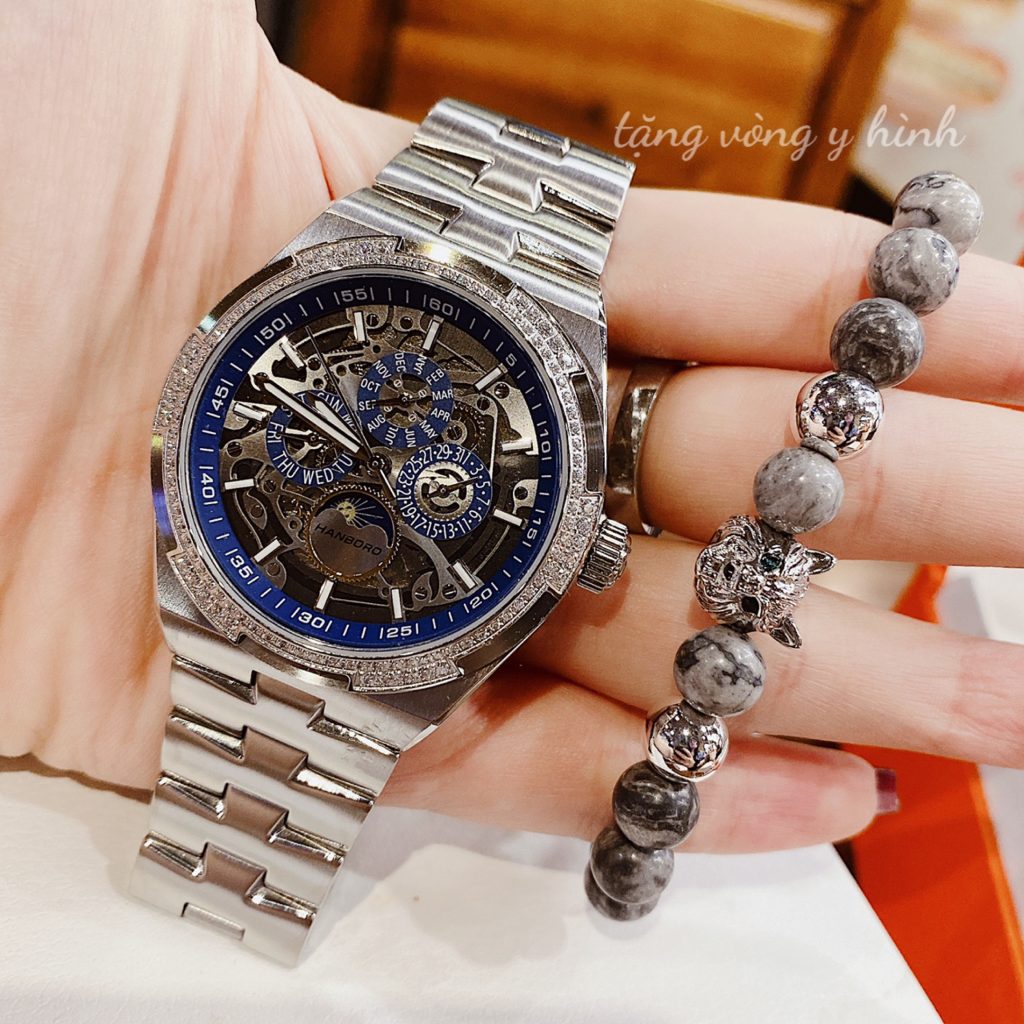 Đồng hồ nam chính hãng Hanboro đính đá Swarovski 42mm (2)