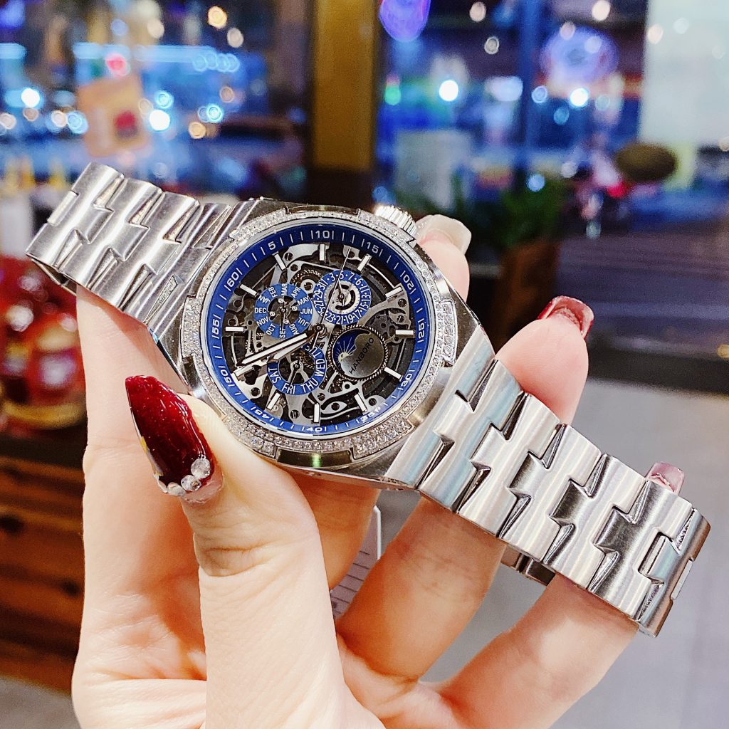 Đồng hồ nam chính hãng Hanboro đính đá Swarovski 42mm (2)