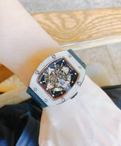 Đồng hồ nam máy cơ Hanboro chính hãng đính đá 40x48mm (2)