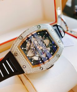 Đồng hồ nam máy cơ Hanboro chính hãng đính đá 40x48mm (2)