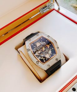 Đồng hồ nam máy cơ Hanboro chính hãng đính đá 40x48mm (2)