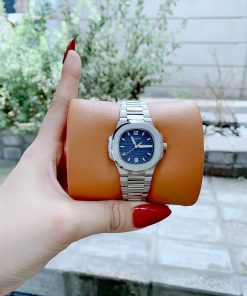 Đồng hồ nữ Patek Philippe Nautilus mặt xanh Fake giá rẻ 32mm (2)