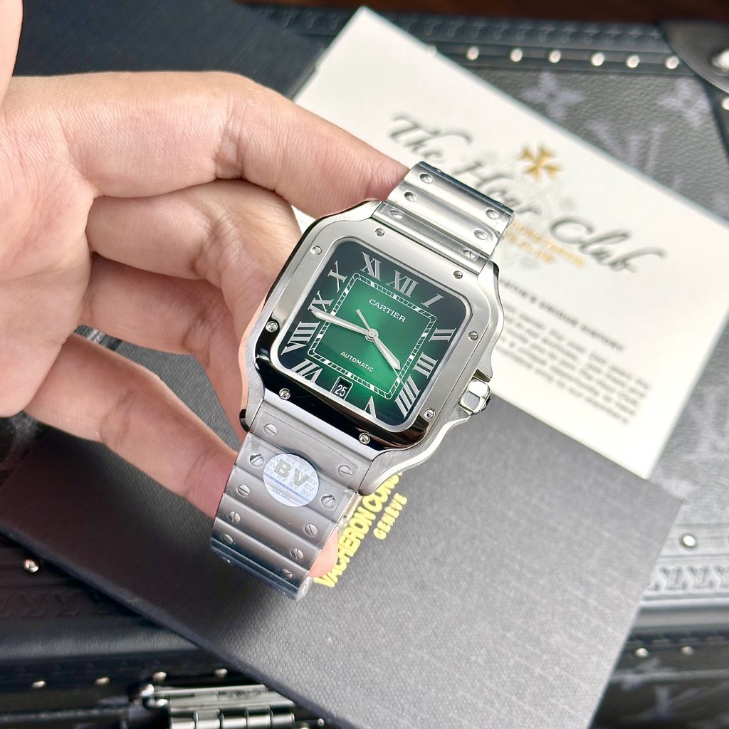 Đồng hồ Cartier Rep 11 Santos mặt xanh lá cây nhà máy BV 39 (3)