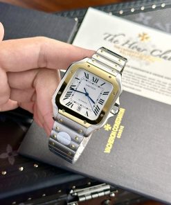 Đồng hồ Cartier Replica Santos de Cartier demi vàng BV Factory 39 (2)
