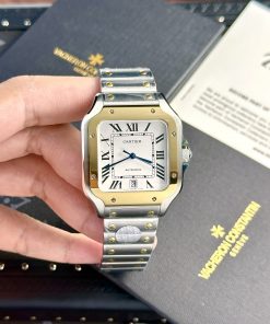 Đồng hồ Cartier Replica Santos de Cartier demi vàng BV Factory 39 (6)