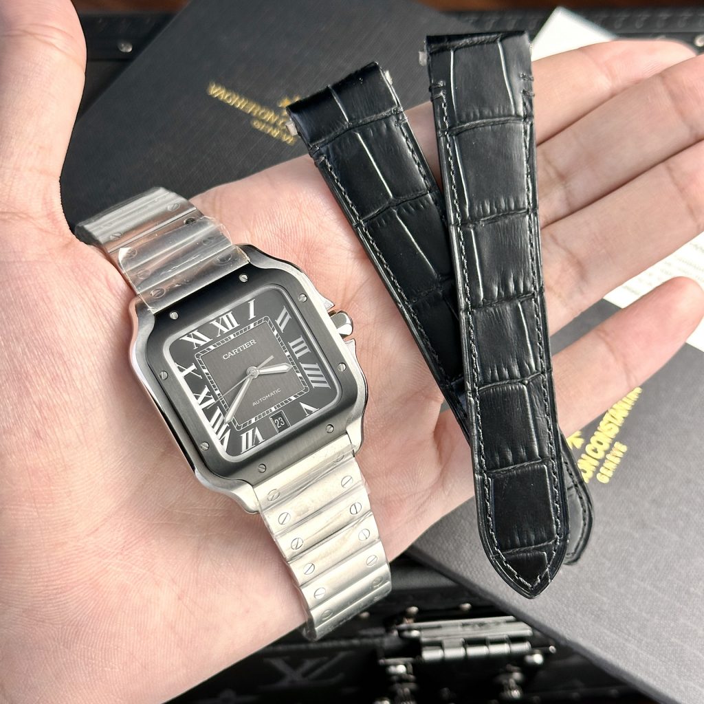 Đồng hồ Cartier Santos Nam Mặt Xám Replica 11 Cao Cấp BV Factory 39 (2)