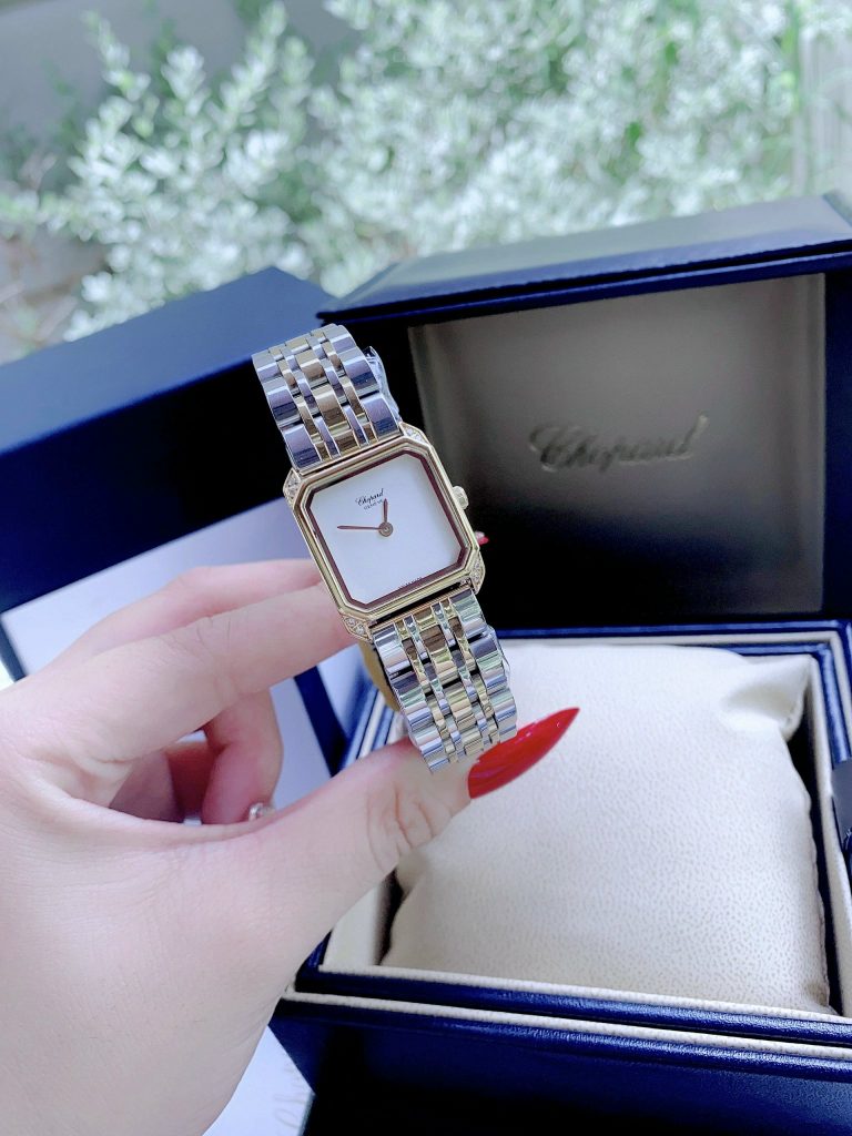 Đồng hồ Chopard nữ mặt vuông dây kim loại Demi Gold siêu cấp 30mm (1)