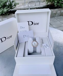 Đồng hồ Dior Satine nữ mặt tròn đính đá dây thép lụa mềm 30mm
