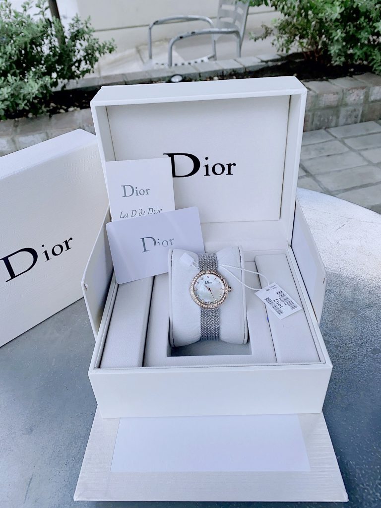 Đồng hồ Dior Satine nữ mặt tròn đính đá dây thép lụa mềm 30mm