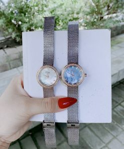 Đồng hồ Dior Satine nữ mặt tròn đính đá dây thép lụa mềm 30mm
