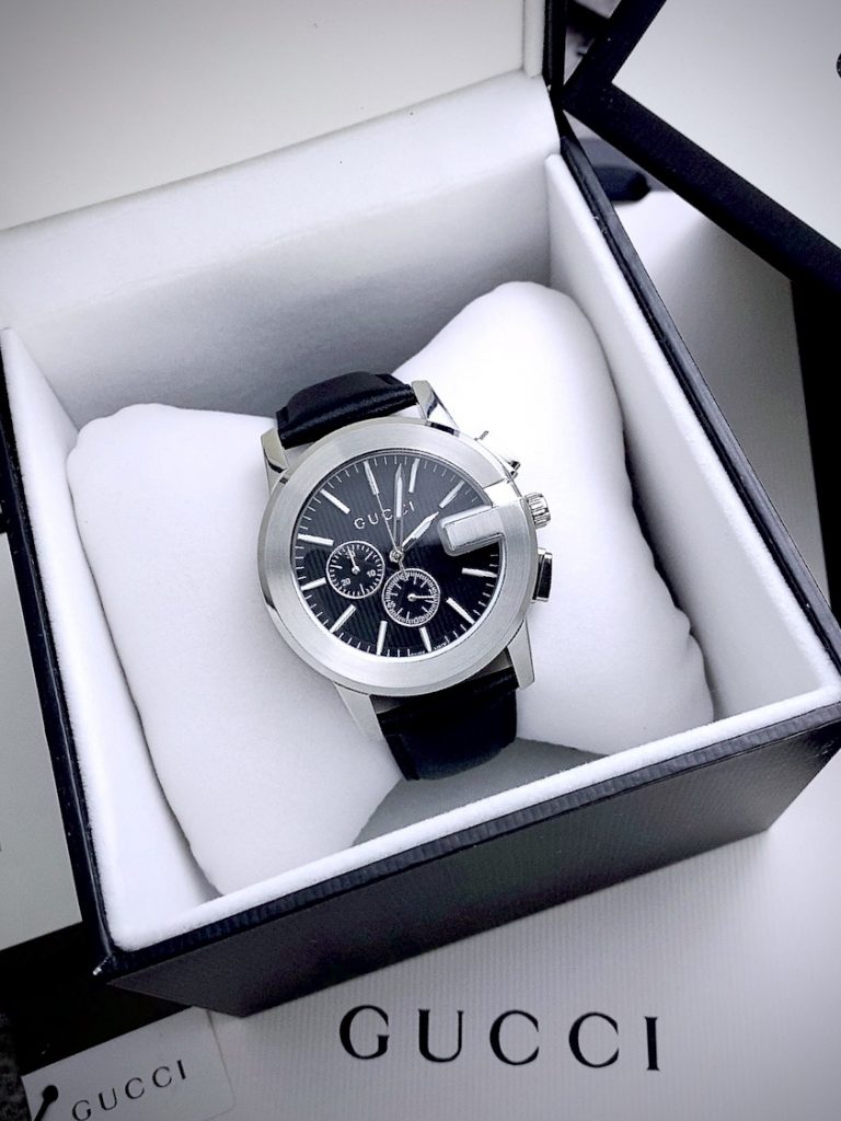 Đồng hồ Gucci nam siêu cấp dây da màu đen Like Auth 42mm (2)