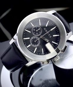 Đồng hồ Gucci nam siêu cấp dây da màu đen Like Auth 42mm (2)