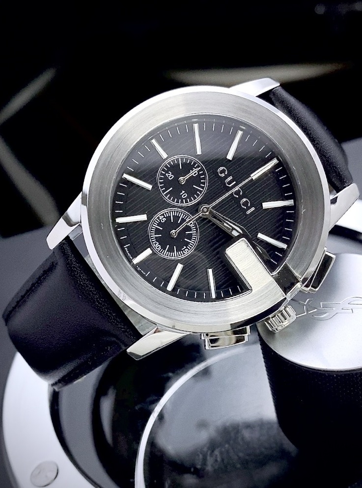 Đồng hồ Gucci nam siêu cấp dây da màu đen Like Auth 42mm (2)