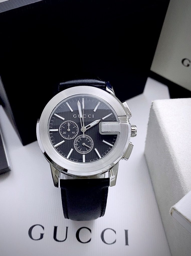 Đồng hồ Gucci nam siêu cấp dây da màu đen Like Auth 42mm (2)