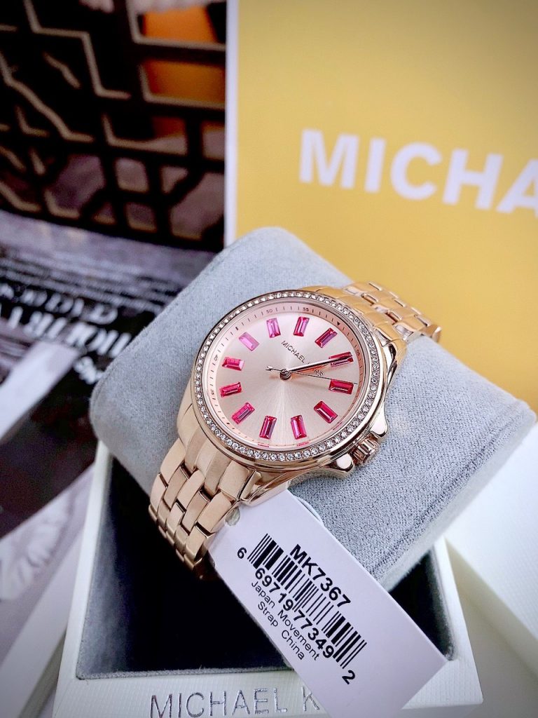 Đồng hồ Michael Kors Mini Pilot Pave Rose Gold MK7367 Like Auth 36mm (2)
