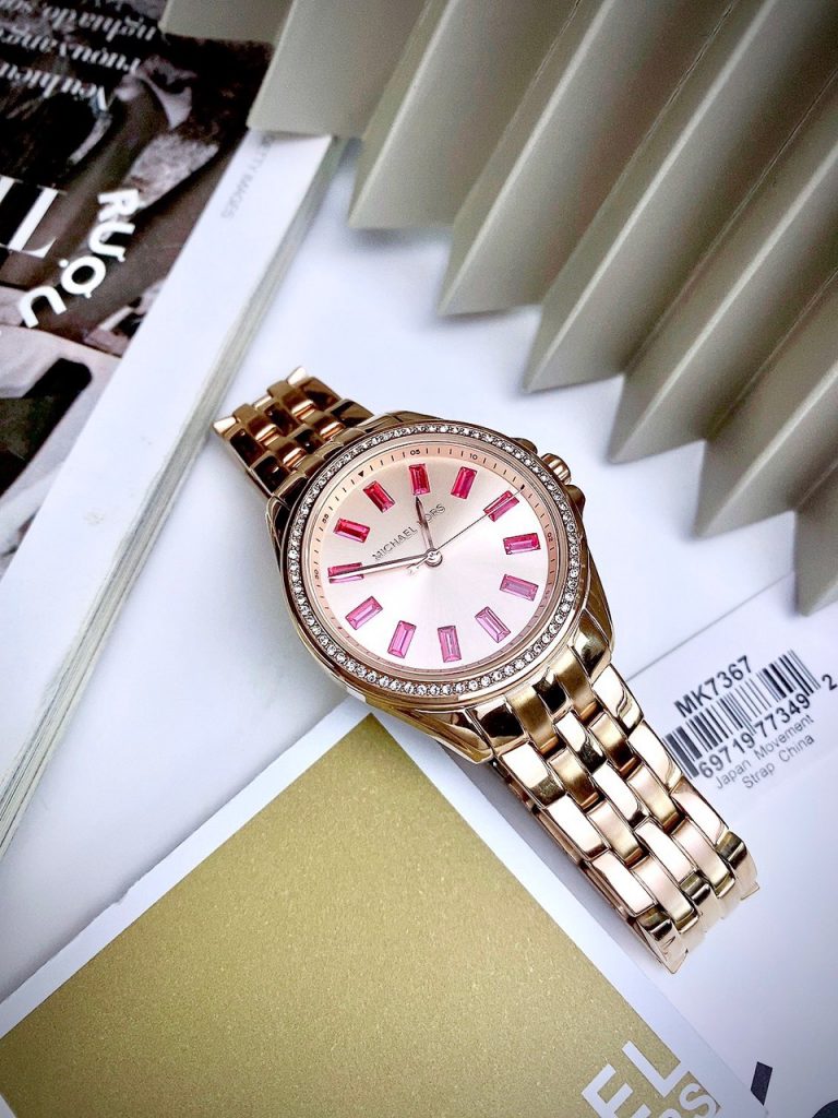 Đồng hồ Michael Kors Mini Pilot Pave Rose Gold MK7367 Like Auth 36mm (2)
