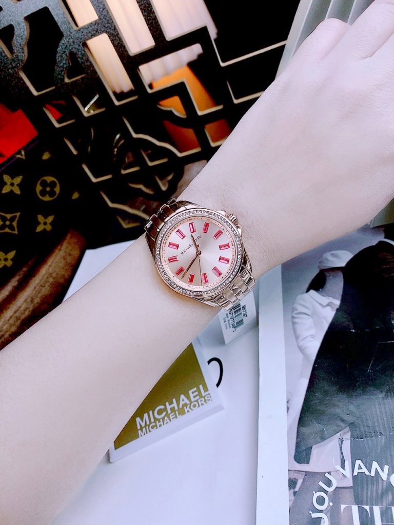 Đồng hồ Michael Kors Mini Pilot Pave Rose Gold MK7367 Like Auth 36mm (2)
