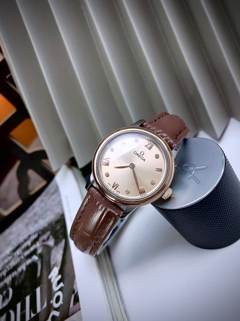 Đồng hồ Omega Deville nữ dây da màu nâu Super Fake Nhật (2)