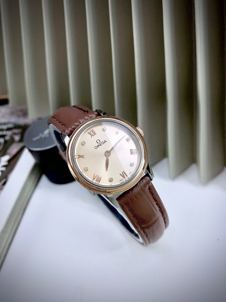 Đồng hồ Omega Deville nữ dây da màu nâu Super Fake Nhật (2)
