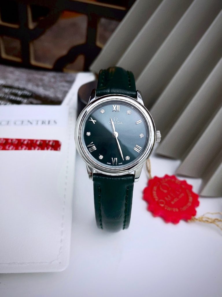 Đồng hồ Omega Deville nữ dây da màu xanh lá cây máy Nhật (2)