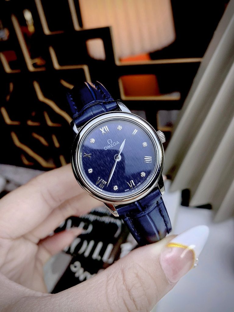 Đồng hồ Omega Fake cao cấp máy Nhật màu xanh dương nữ (2)
