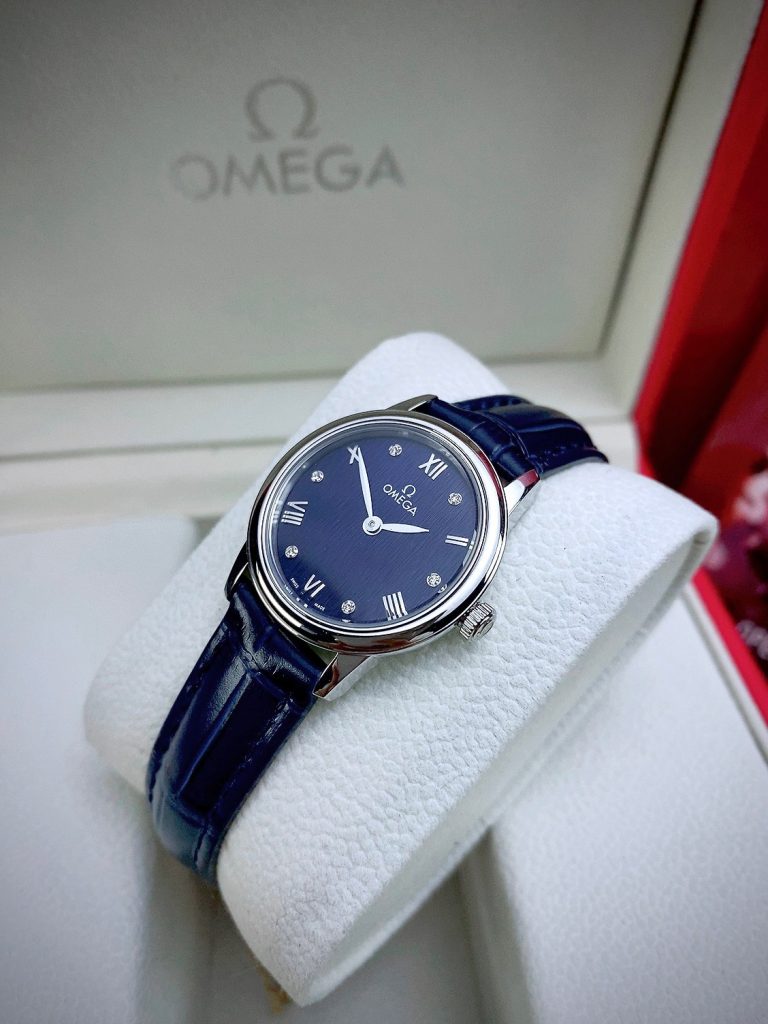 Đồng hồ Omega Fake cao cấp máy Nhật màu xanh dương nữ (2)