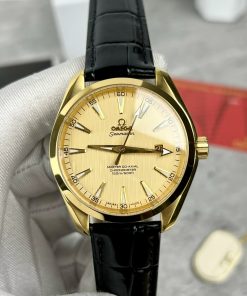Đồng hồ Omega Seamaster nam màu vàng gold Super Fake 11 38 (2)