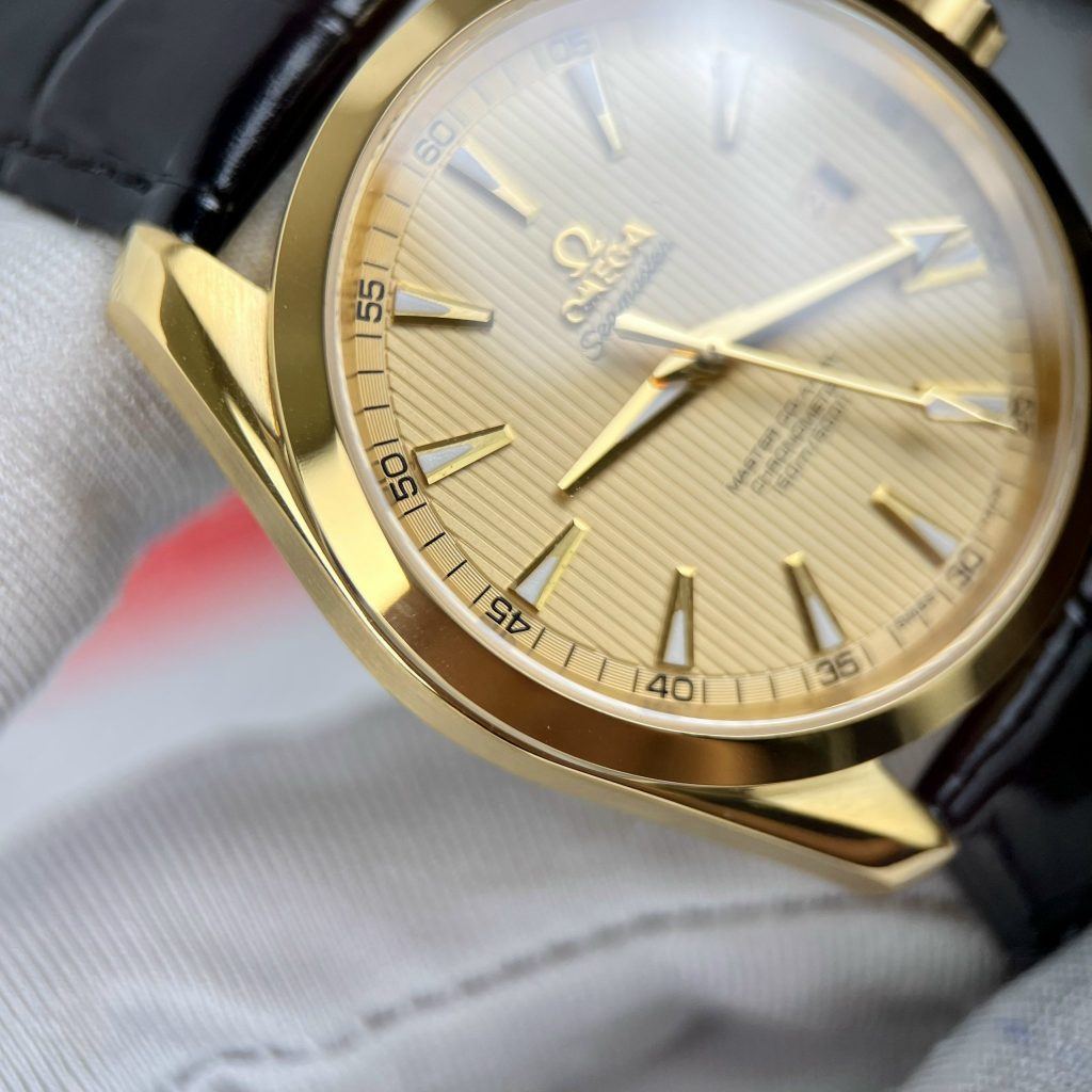Đồng hồ Omega Seamaster nam màu vàng gold Super Fake 11 38 (2)