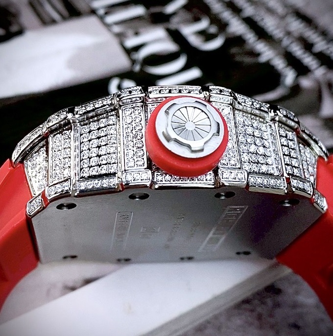 Đồng hồ Richard Mille fake máy Nhật giá rẻ dây cao su màu đỏ 45mm