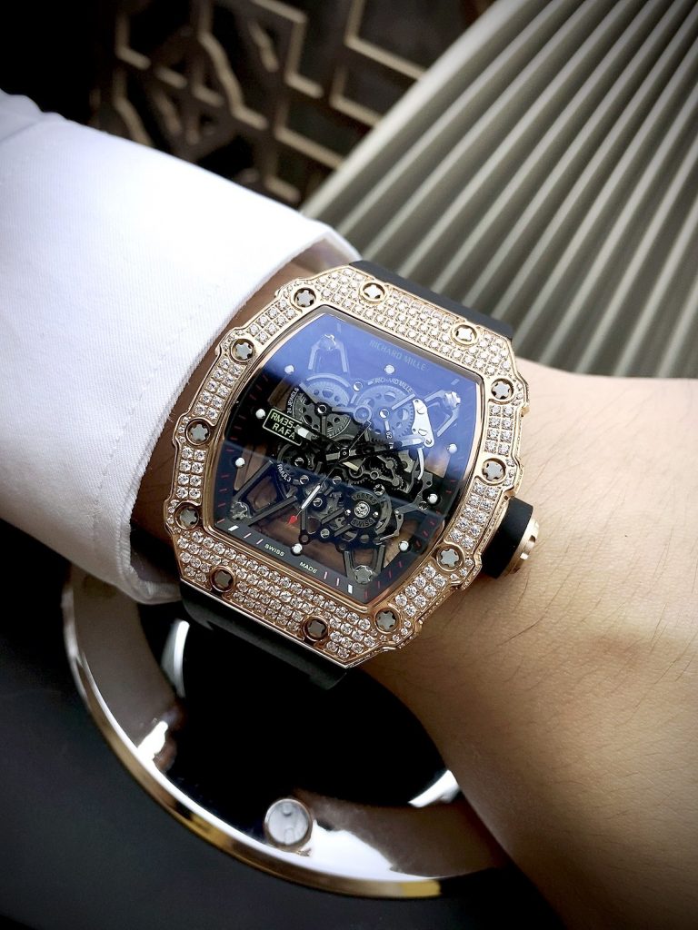 Đồng hồ Richard Mille máy Nhật giá rẻ RM35-01 màu đen đính đá 45mm (1)