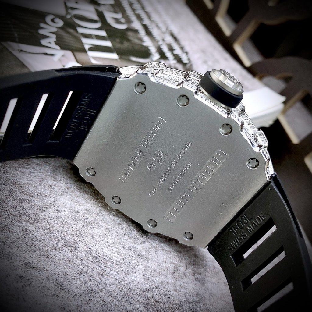 Đồng hồ Richard Mille máy Nhật giá rẻ RM35-01 màu đen đính đá 45mm (1)