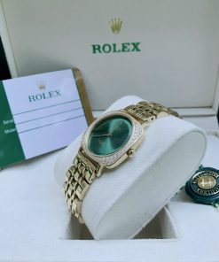 Đồng hồ Rolex Cellini nữ dây kim loại mạ vàng đính đá 34mm (1)
