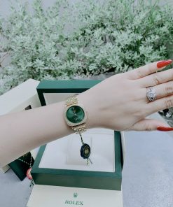 Đồng hồ Rolex Cellini nữ dây kim loại mạ vàng đính đá 34mm (1)